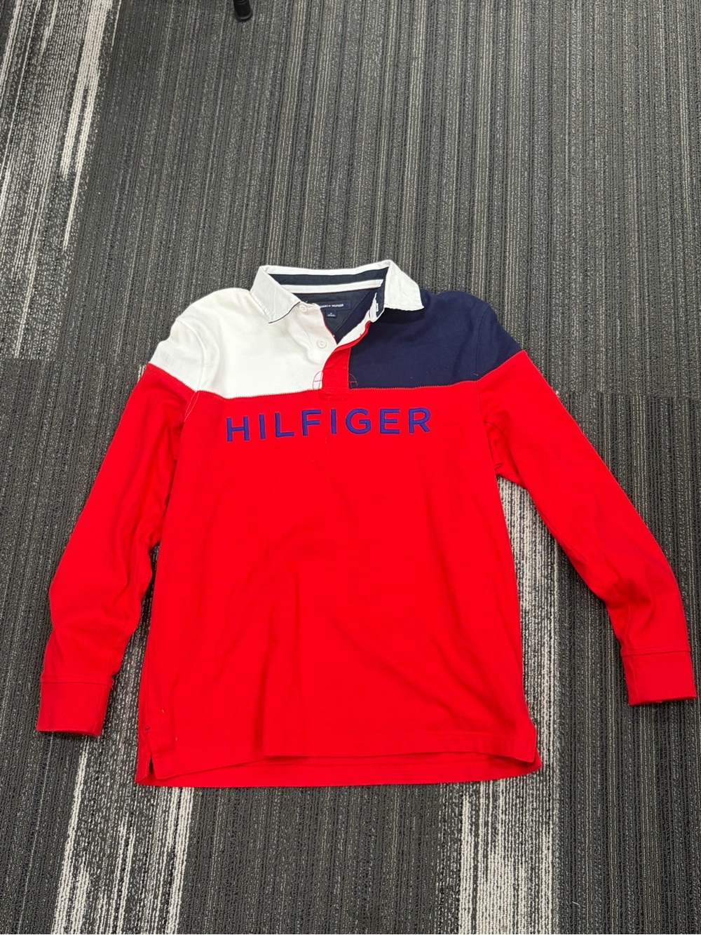 Tommy Hilfiger men’s ' Red Colorblock Rugby Shirt